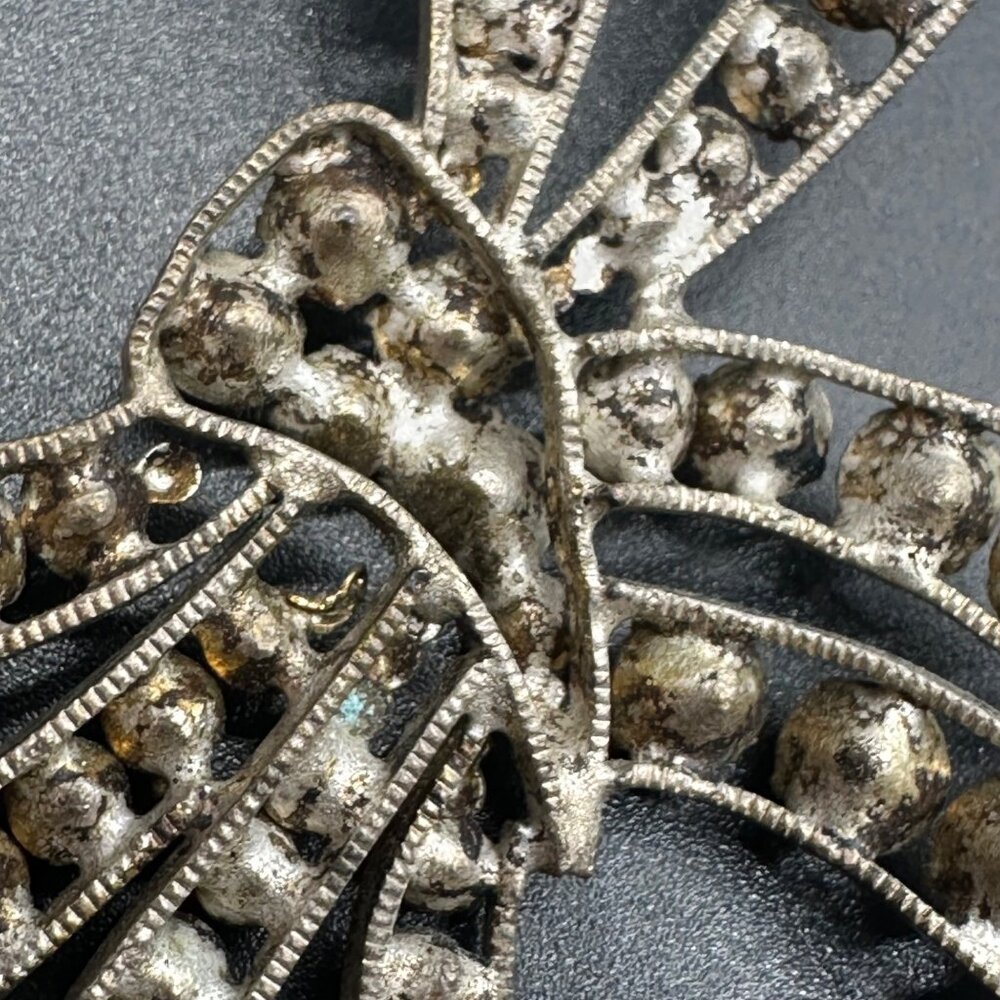 Antique Victorian Rhinestone Bow Pendant Hair Accessory Statement Vintage - Picture 8 of 11
